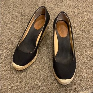 J CREW SEVILLE WEDGES ESPADRILLES BLACK 6.5 / 6H